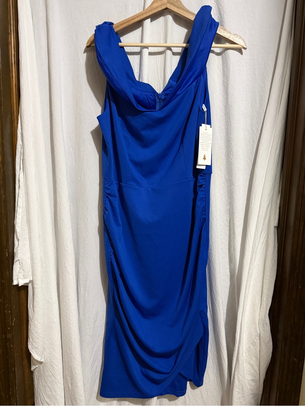 Cobalt Blue Draped Midi Dress